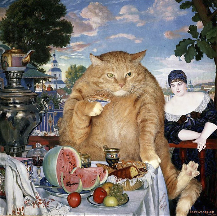 Boris Kustodiev, The Merchant's Wife At The Cat's Tea