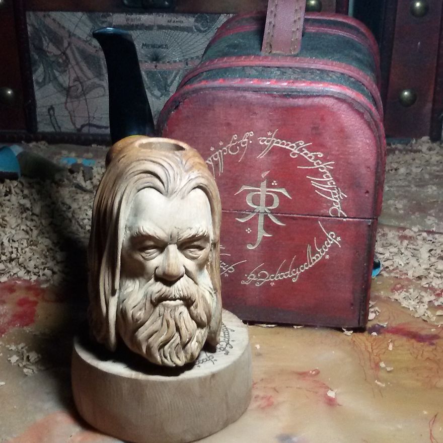 I Hand-Carved Gandalf The White Into A Smoking Pipe