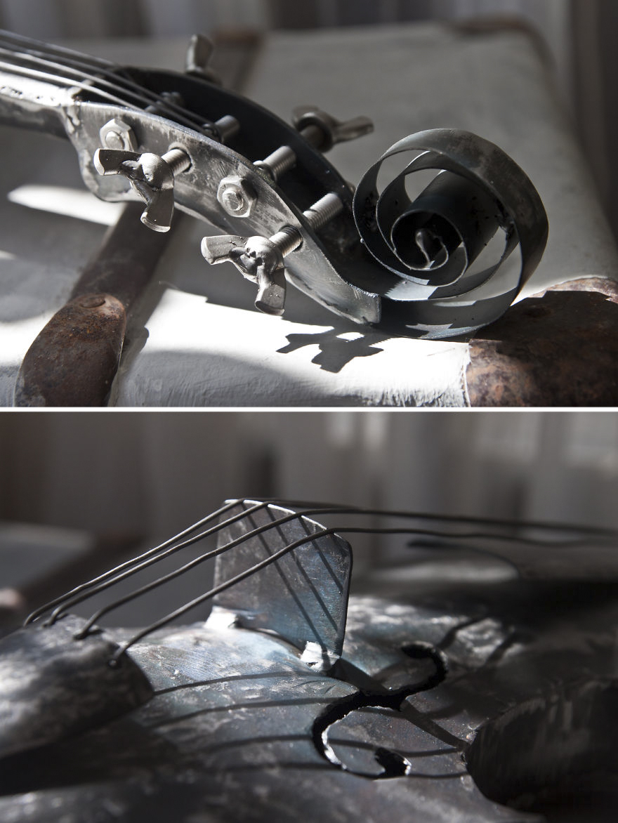 Metal Violin By Bulgarian Sculptor