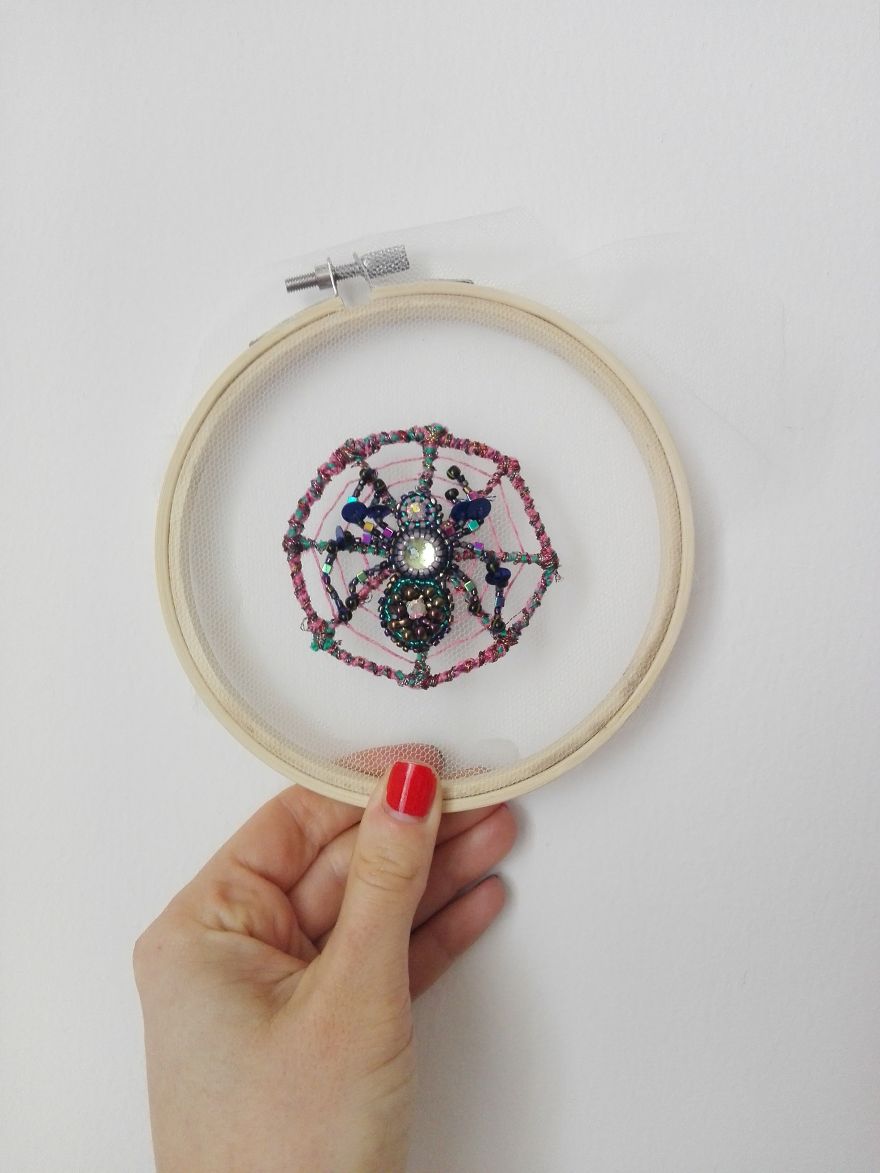 Spider Embroidery Hoop Art
