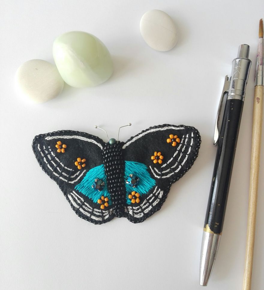 Blue Pansy Butterfly Brooch / Pendant