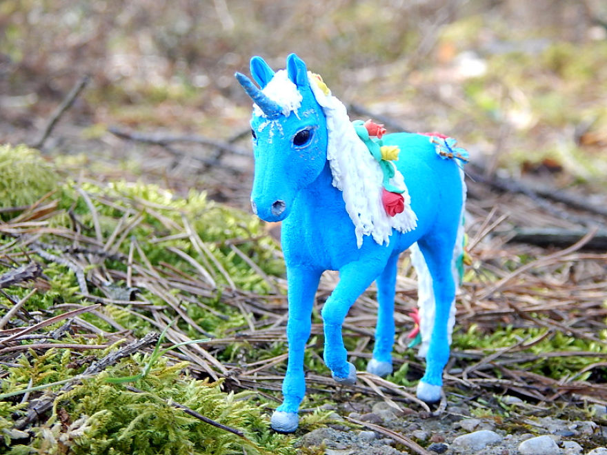 I Made This Blue Unicorn Figurine Out Of Clay
