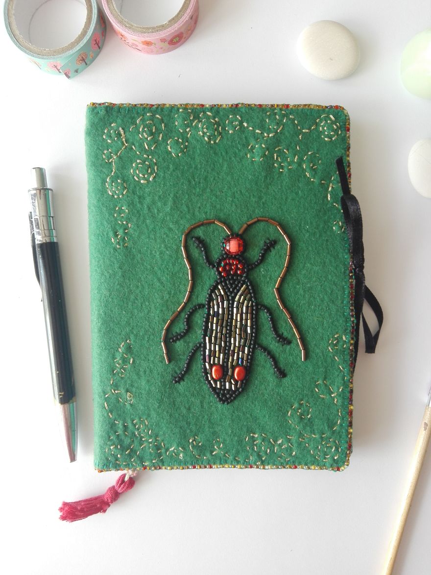 Hand Embroidery Beetle Journal