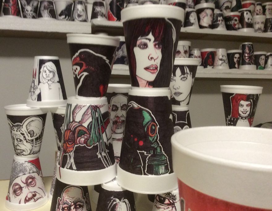 Sharpies On Styrofoam Cups, Or Disposable Art...