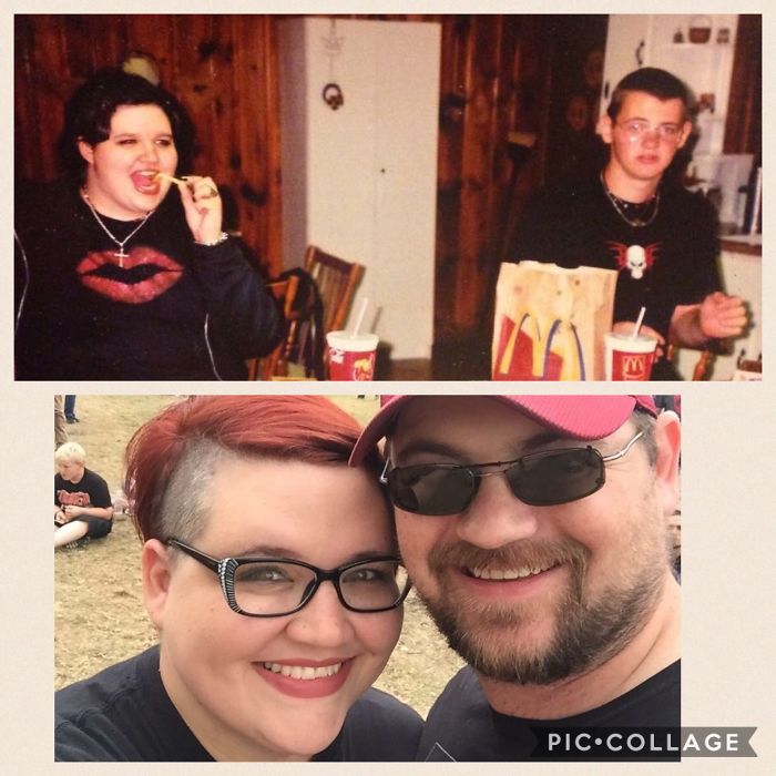 2000 & 2016. Still Metalheads, Still Head Over Heels For Each Other. Just With Actual Careers So We Can Go To Shows Instead Of Hang Out At Hot Topic 😂