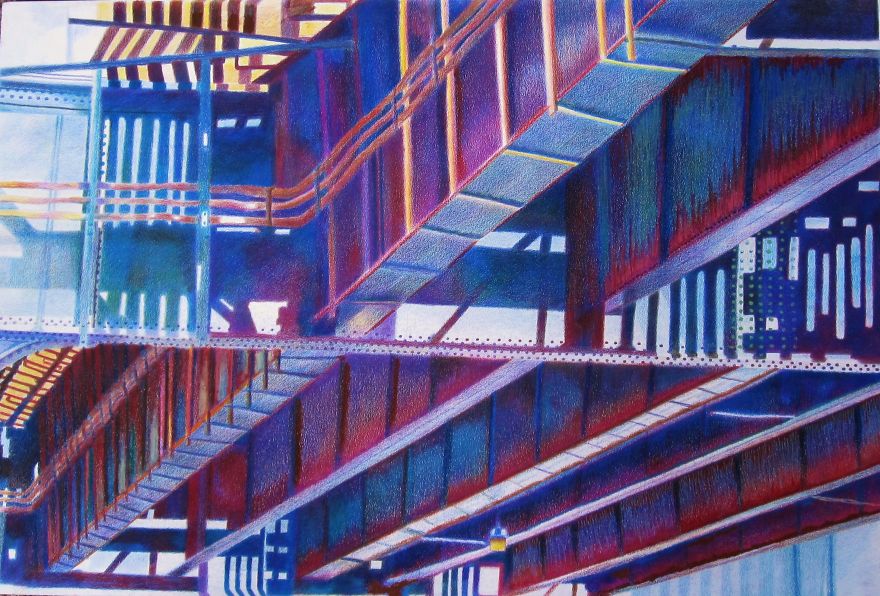 My Blazing Oil Pastel And Colored Pencil Subway From 215th St Nyc