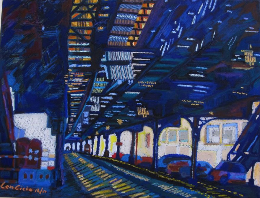 My Blazing Oil Pastel And Colored Pencil Subway From 215th St Nyc