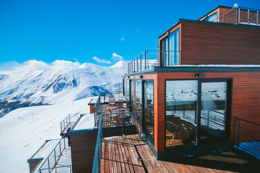 Mountain-Inspired Hotel Built From Shipping Containers 2200 Meters Above Sea Level In Georgia
