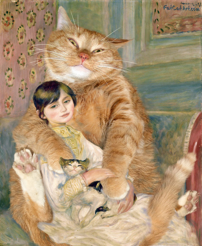 Pierre-august Renoir, The Cat With Julie Manet With A Cat