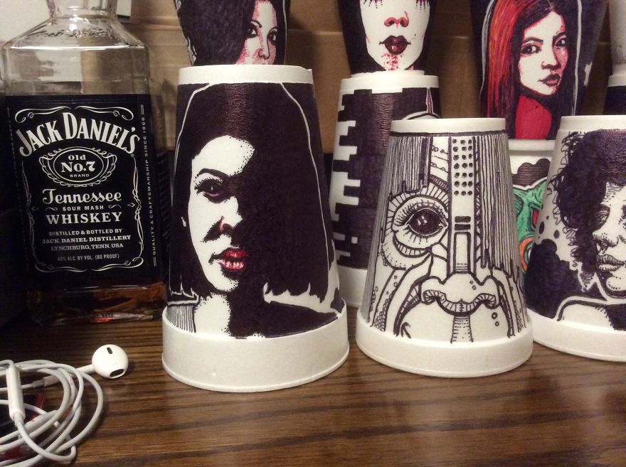 Sharpies On Styrofoam Cups, Or Disposable Art...