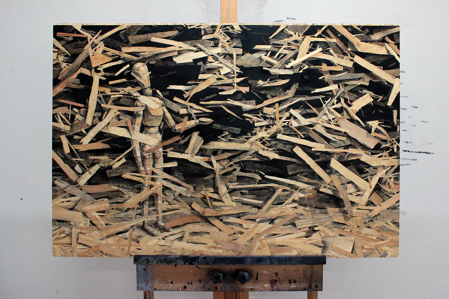 Spanish Artist Pejac Transforms Pressed Wood Into Optical Illusion Artworks