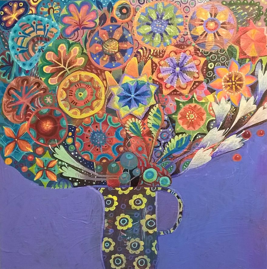 Squares, Colours And Flowers Make Me Tick, So I Paint Colourful Flowers On Square Canvases! Squares, Colours And Flowers Make Me Tick, So I Paint Colourful Flowers On Square Canvases!