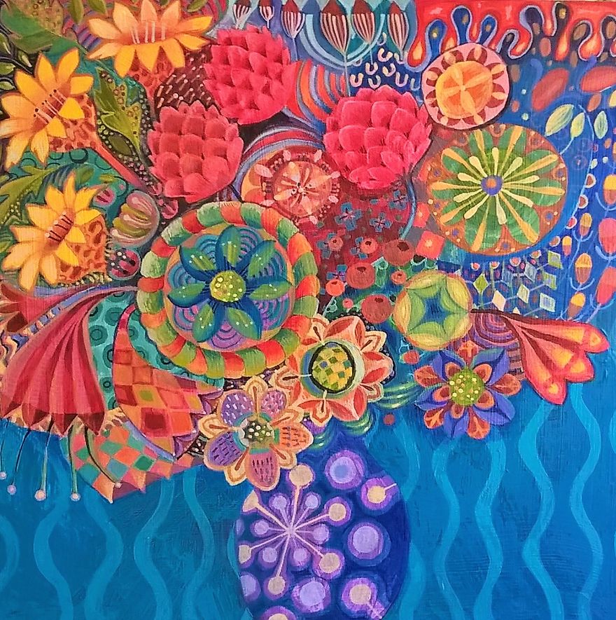 Squares, Colours And Flowers Make Me Tick, So I Paint Colourful Flowers On Square Canvases! Squares, Colours And Flowers Make Me Tick, So I Paint Colourful Flowers On Square Canvases!