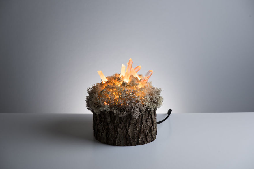 We Make Unique Lamps From Real Crystals And Moss