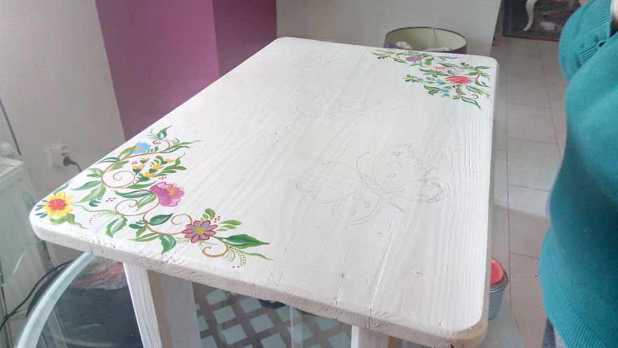 We Wanted To Make A Small Boring Table Into Something More Exciting And It Turned Out To Be A Work Of Art!