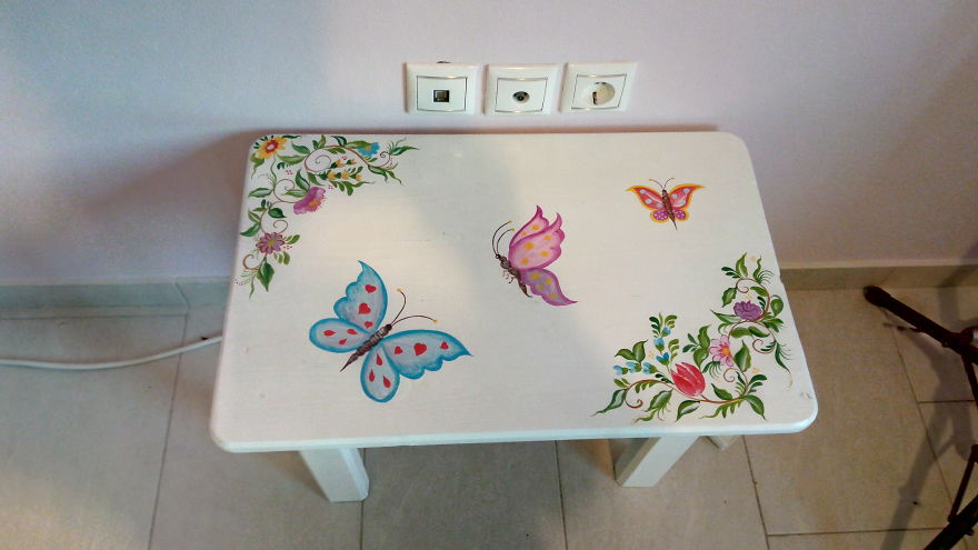 We Wanted To Make A Small Boring Table Into Something More Exciting And It Turned Out To Be A Work Of Art!