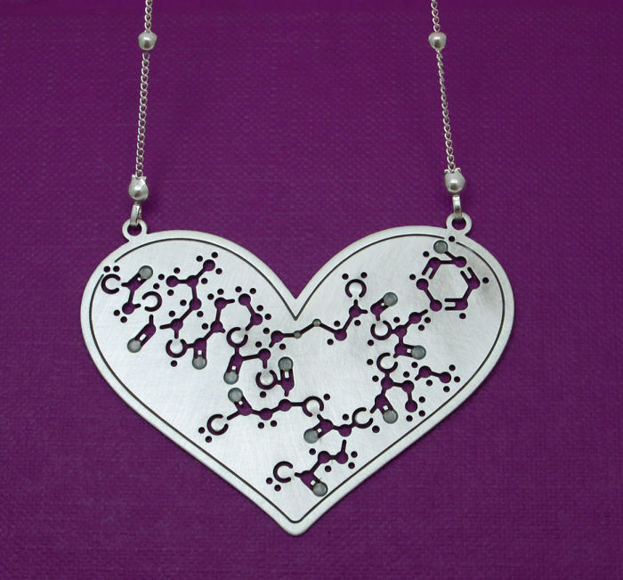 Big Heart With Oxytocin Molecule