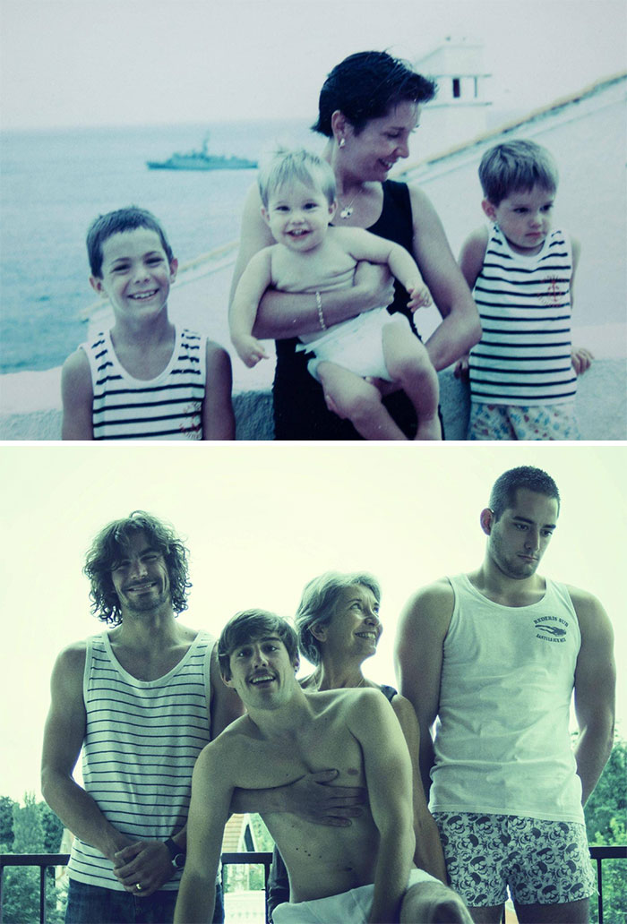 For Our Father's Birthday, We Tried To Take The Same Picture 20 Years Later. We Grew Up A Bit