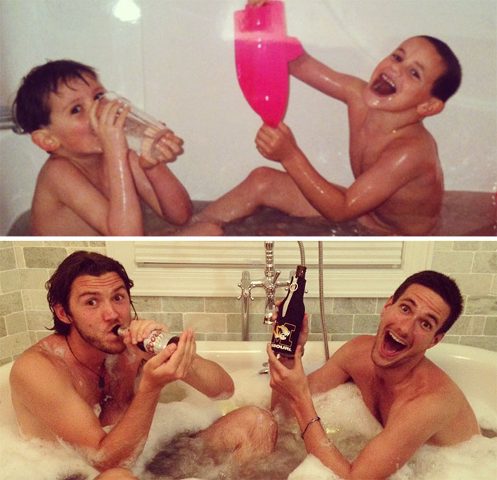 My Little Brother And His Best Friend In A Tub. Then And Now