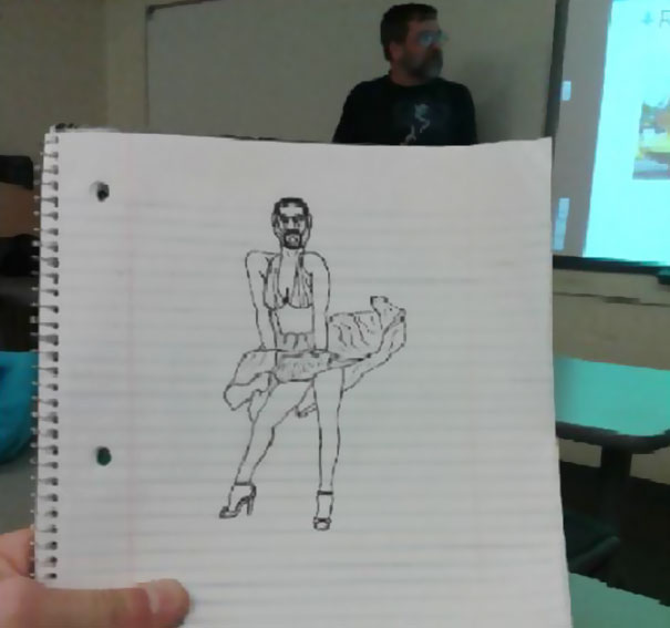Bored Student Doodles His Professor For A Whole Semester, Gets Better And Better Each Class