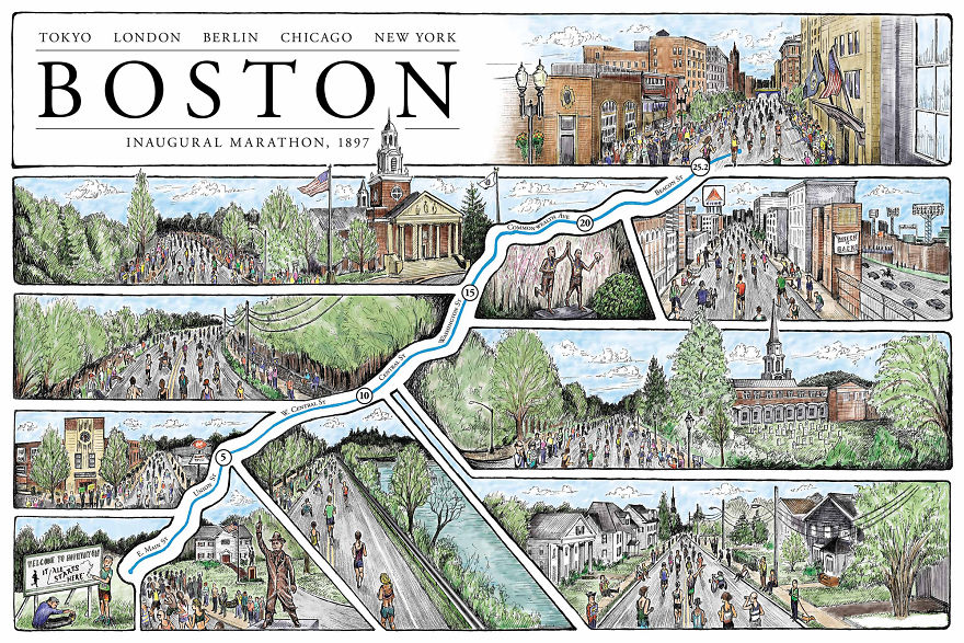 I Am A Runner Who Illustrates Maps Of Marathons From Around The World