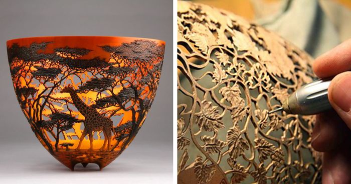 Kenya-Born Artist Hand-Carves Intricate Scenes Of Local Nature On Wood