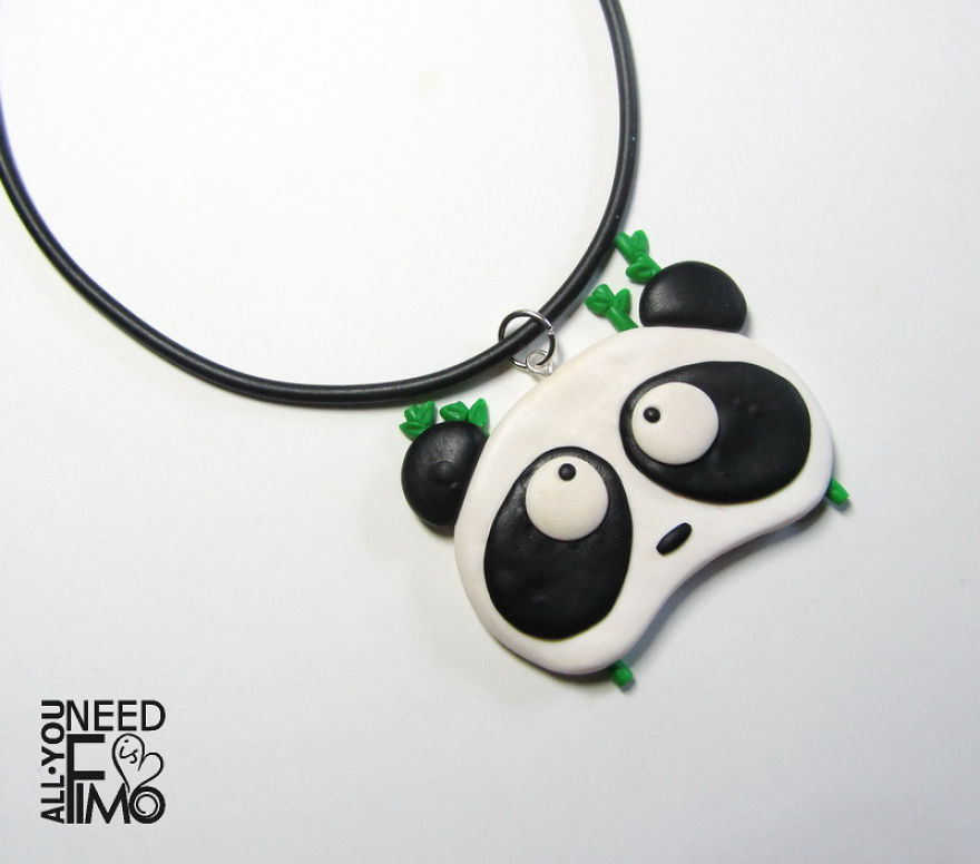1 Month Here So I Made This Panda Charm Out Of Polymer Clay! 🐼