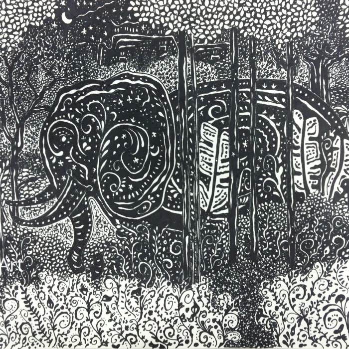 I Use Permanent Markers To Draw Detailed, Night-Time Forest Scenes With Animals