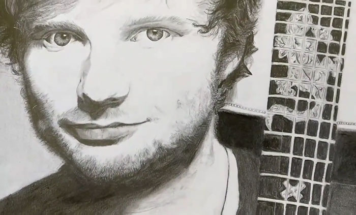 Ed Sheeran Drawing In Pencil & Charcoal