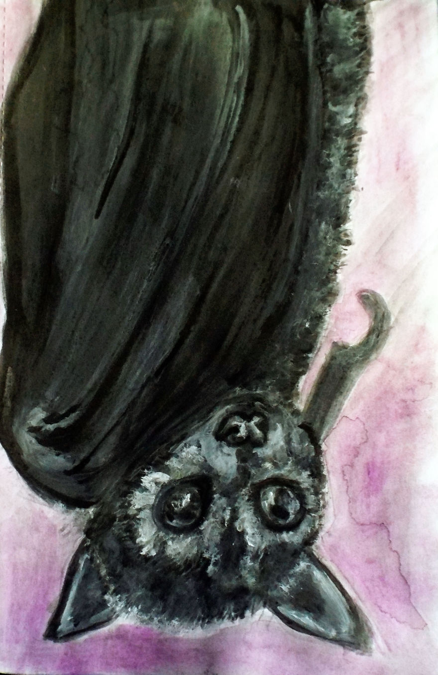 Watercolour Painting Of A Fruit Bat