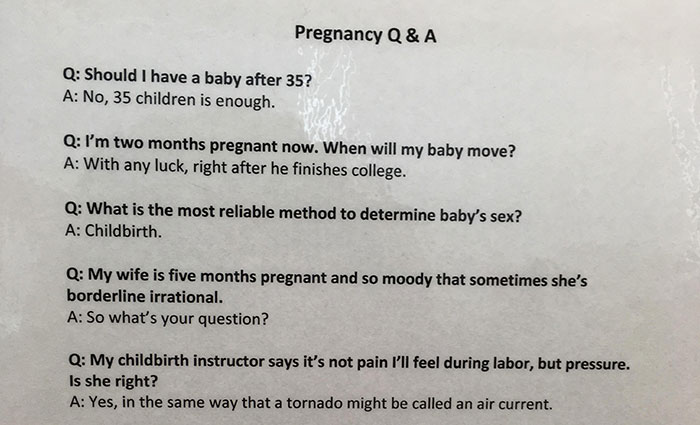 This Brutally Honest Pregnancy FAQ Sign On OBGYN’s Wall Will Make You Laugh