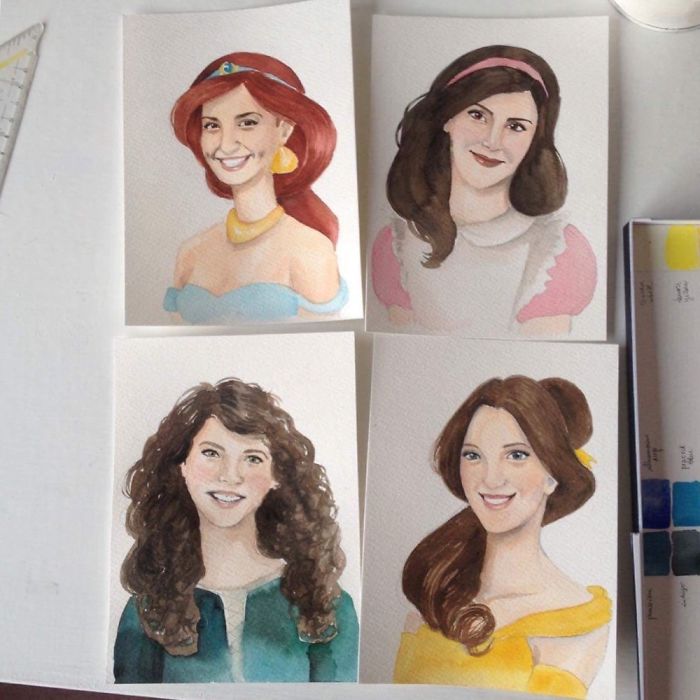 I Drwe Portaits For My Friends That Wanted To Be Disney Princesses