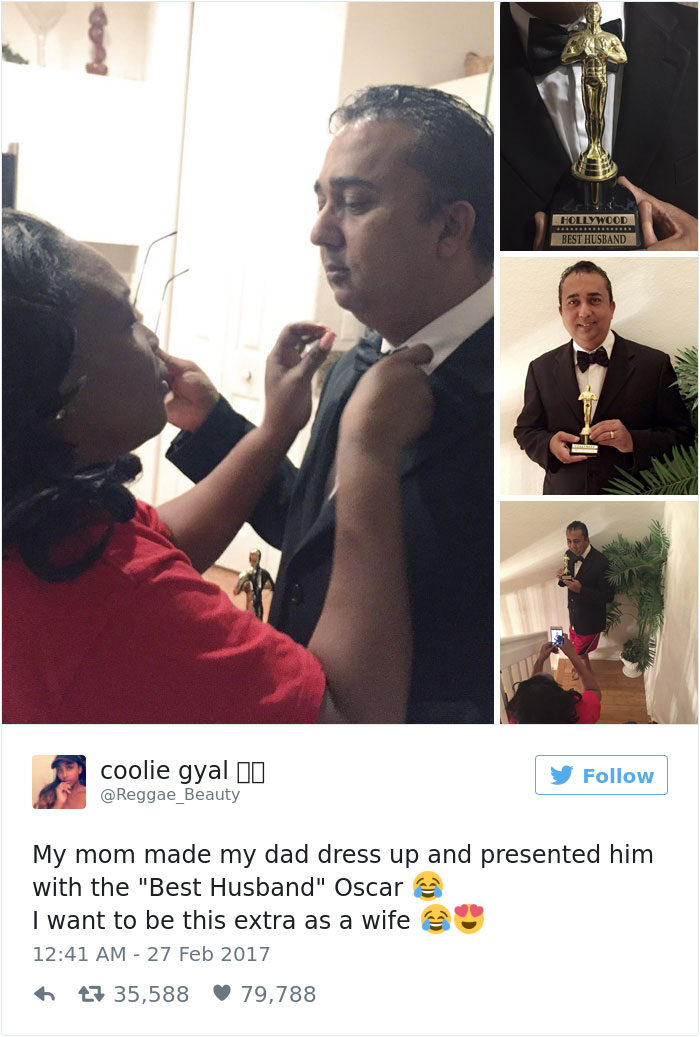 My Mom Made My Dad Dress Up And Presented Him With The "Best Husband" Oscar
