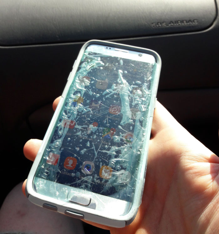 Traveling With My Mom. Saw Her Phone, And Investigated. Informed Her That She Used The Screen Protector's Throwaway Film Instead Of The Actual Screen Protector. She Literally Used Trash As A Screen Protector