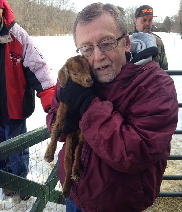 My Dad Seeing A Baby Goat For The First Time