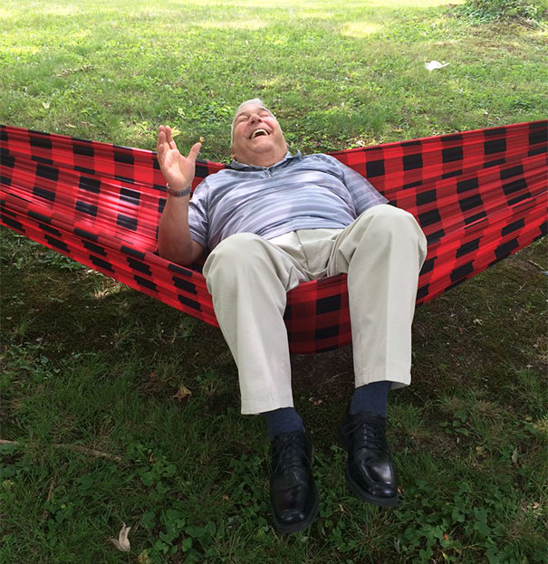 My Grandpa Got In A Hammock For The First Time Today And This Is So Adorable