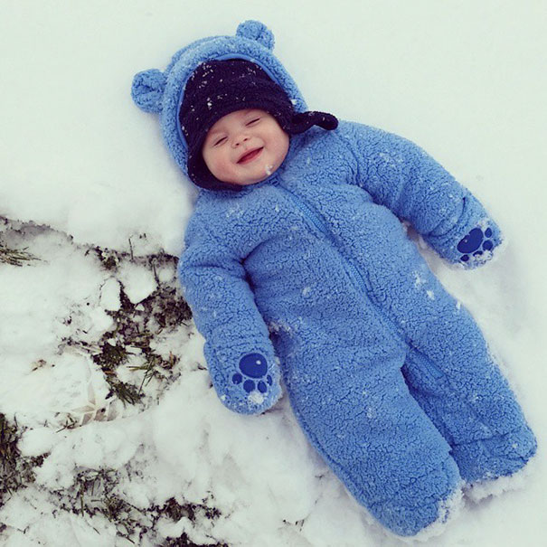 I Think My Son Enjoyed His First Time In The Snow, Even If He Couldn't Move His Arms