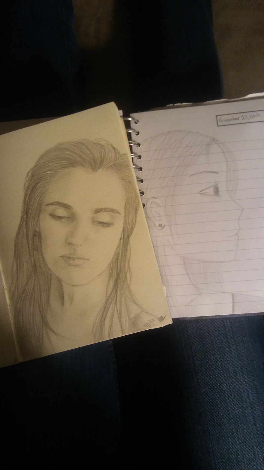 Self Portrait. Left: April 2017, 18yo, Right: November 2012, 14yo