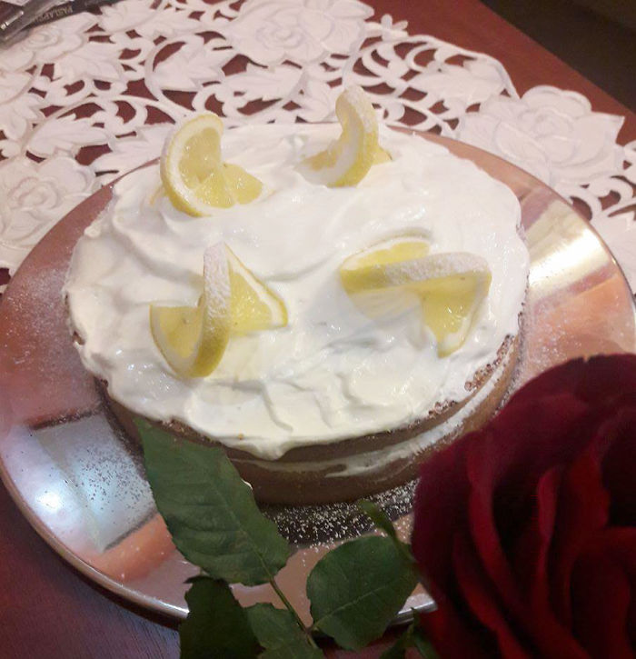 Lemon Cake With Cream And Lemon Zest