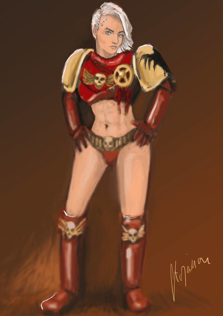 I Made Convertion From Gabriel Angelos (Warhammer 40k) To Female Character With Drawing Tablet