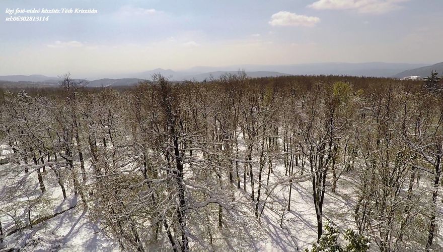 Hungary Dobog&oacute;kő April Snowfall !! 2017.04 21 (Aerial Photos)