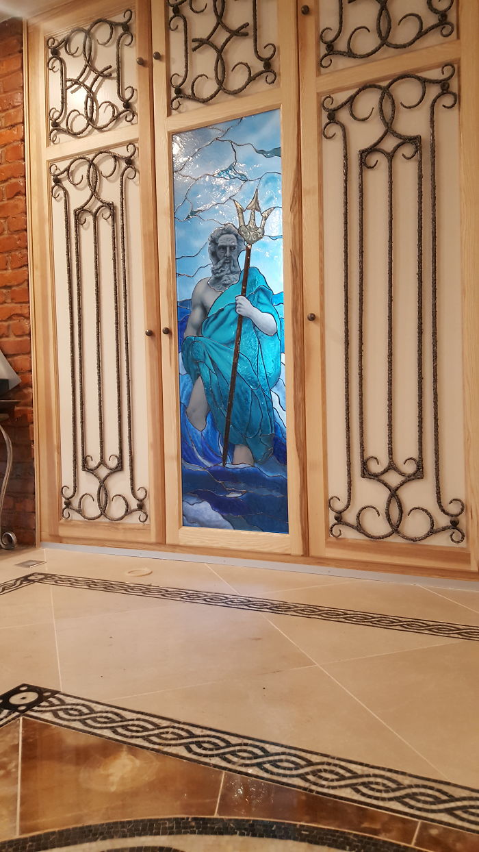 Thoughtful Poseidon: My Stained Glass Mural
