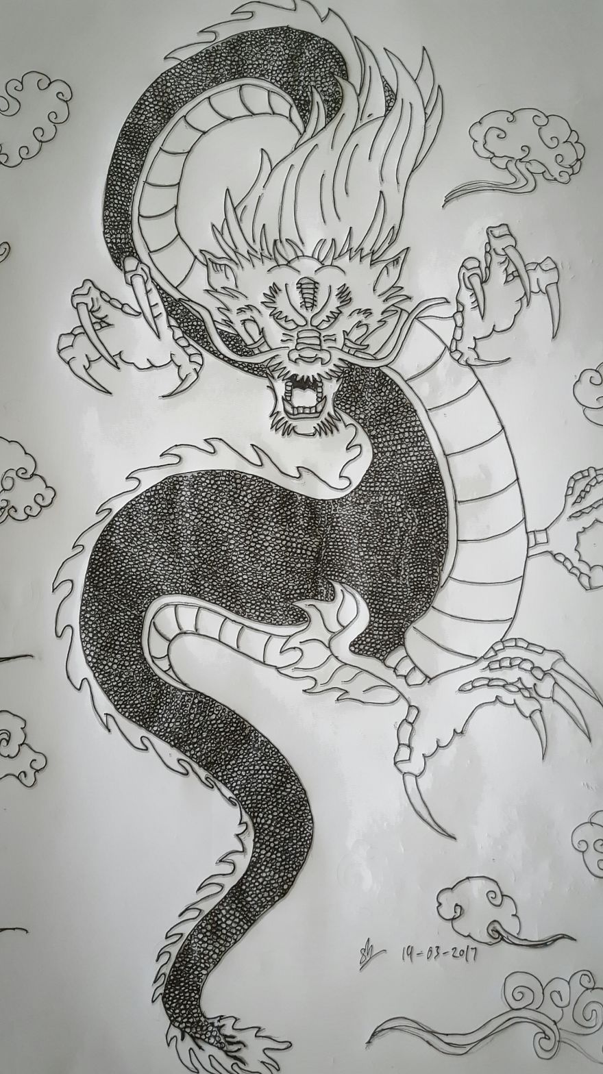 Chinese Style Dragon Sketch
