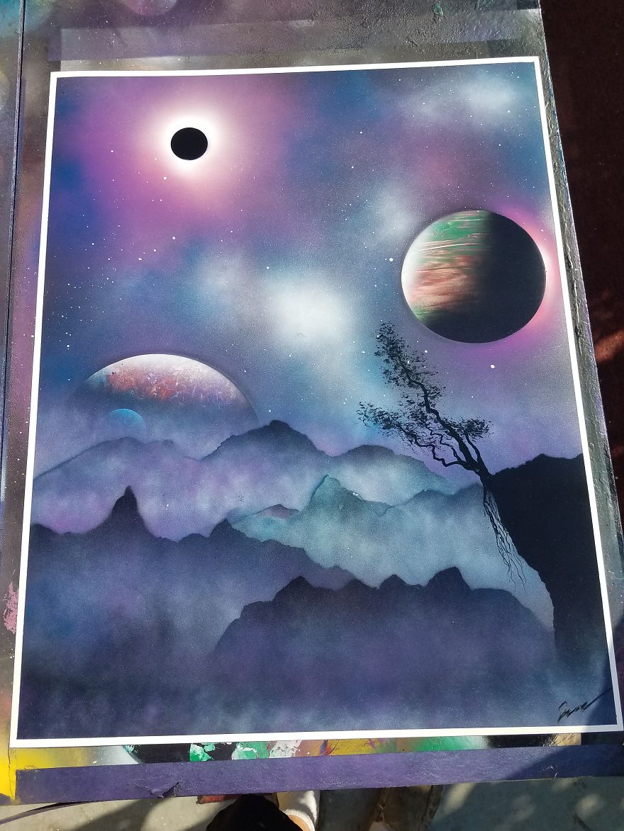 Spray Paint Art Galaxy Picture And Video