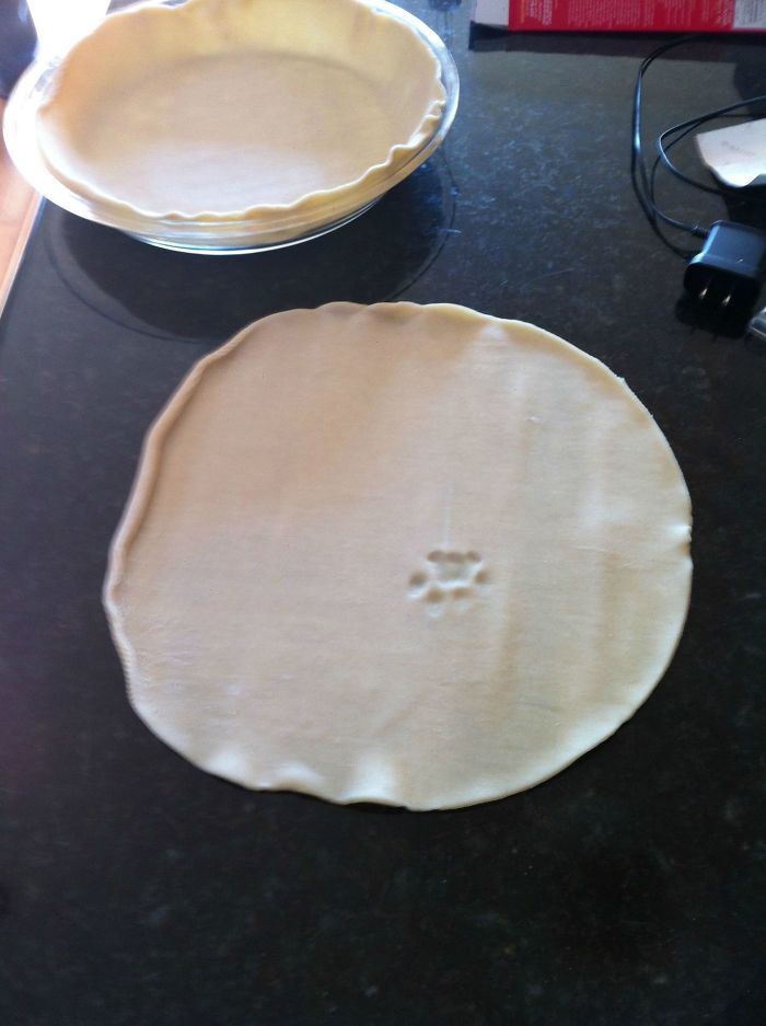 Made A Pie Crust. Turned Around To Get Filling. Turned Back Around And This Is What I Found