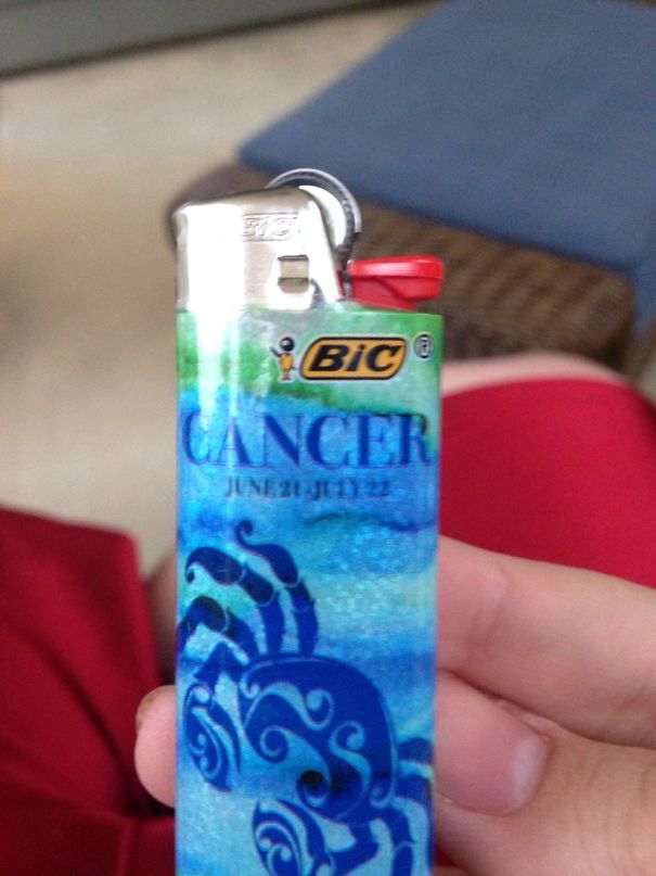 My Mom Is A Smoker. She Bought A Lighter With Her Astrological Sign. Irony's A B*tch