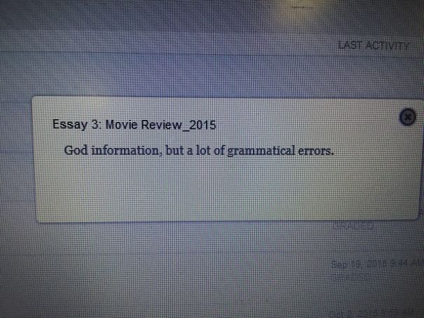 My Professor Gave This Feedback On One Of My Papers, Oh The Irony