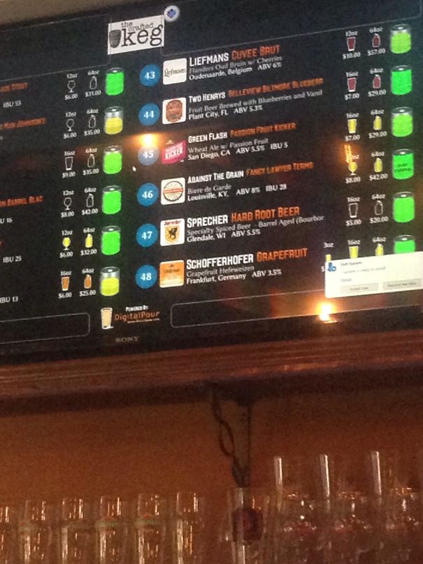 This Bar Has The Amount Of Beer Left In The Keg On The Digital Tap List
