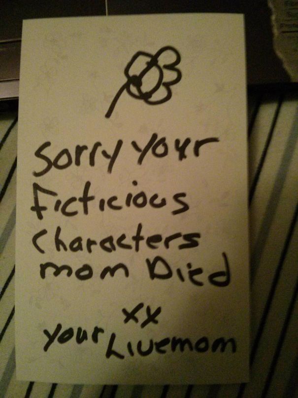 My Mom Slid This Under My Door After Walking In On Me Watching Buffy And Sobbing