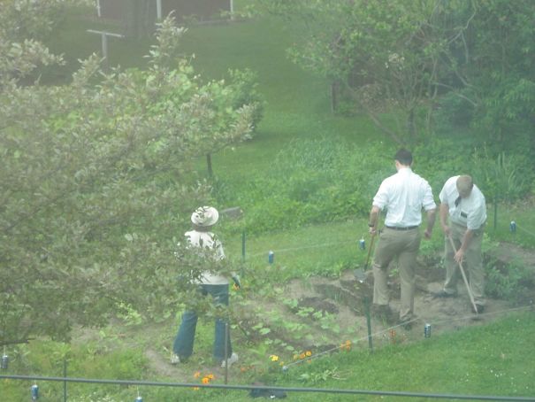 The Mormons Insisted On Speaking To My Mom. So Here They Are Helping Her Garden